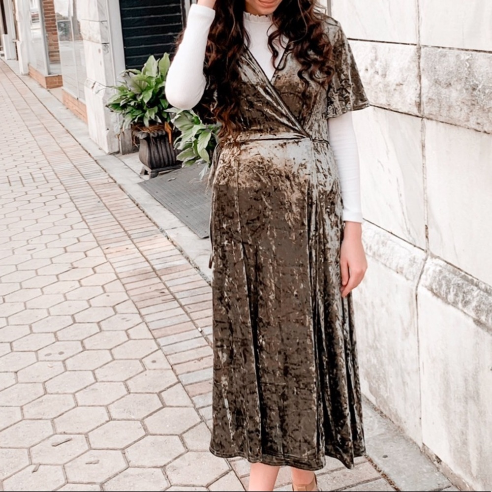 Midi Wrap Dress - Crushed Velvet